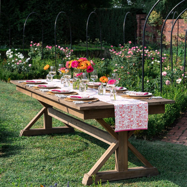 table runner 亀甲取り花丸　帯リメイク　長尺250㎝ Web-Gardenia-Vine-Berry-8642-