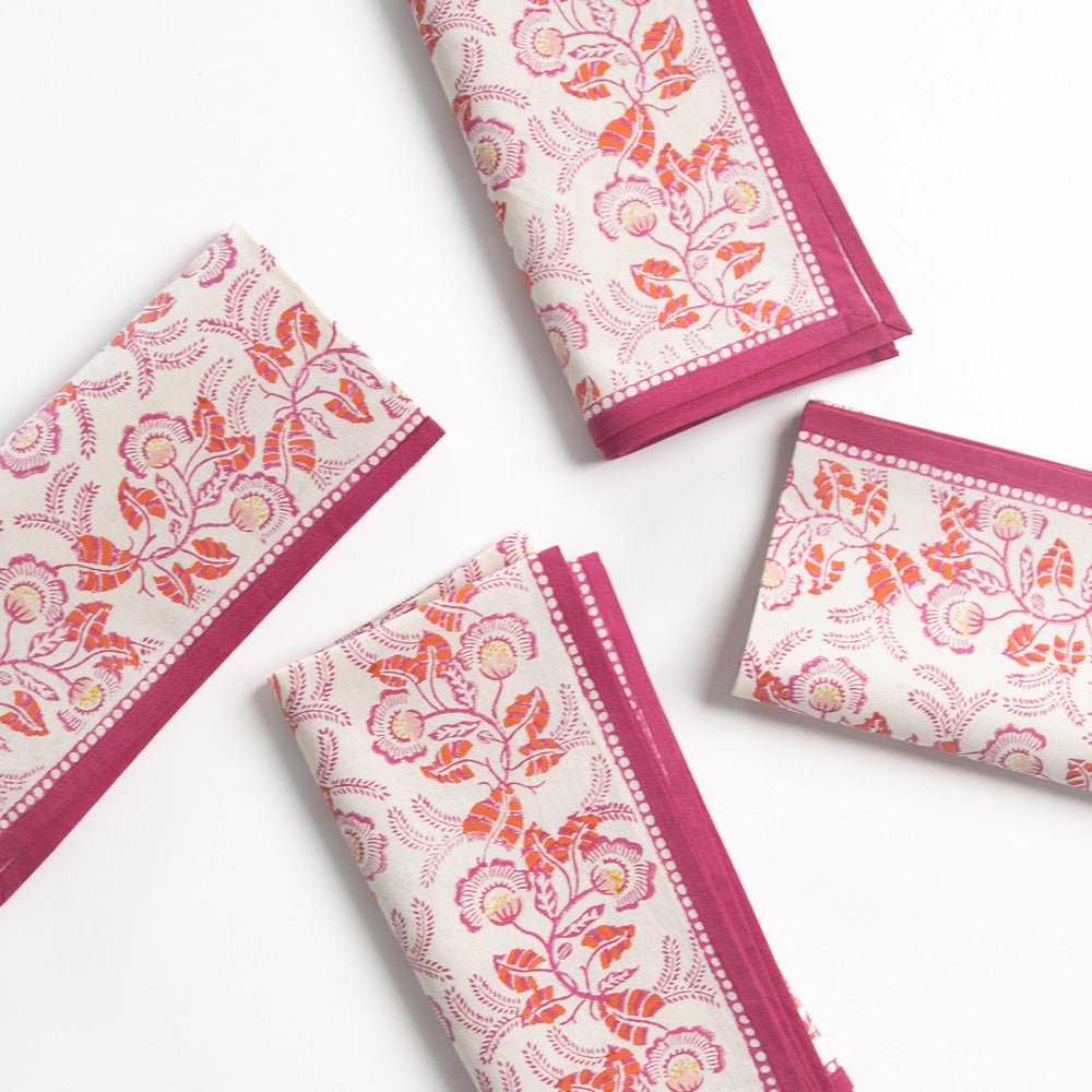 【ワッキー】GARNI Gardenia Vine Berry Napkins (Set of 4) | Pomegranate