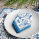 Hand block printed blue & white floral napkin