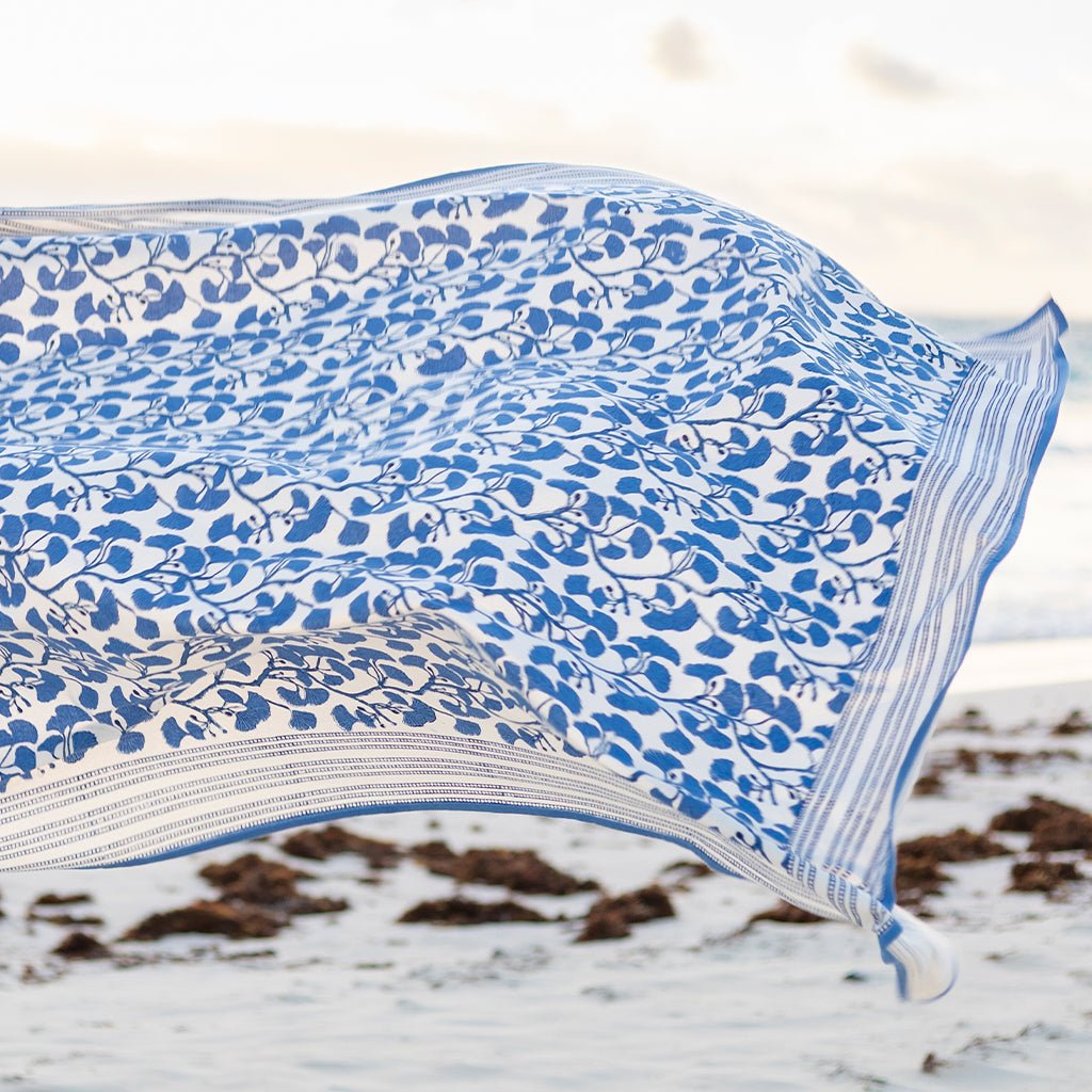 Ginkgo Blue Tablecloth - 60x120