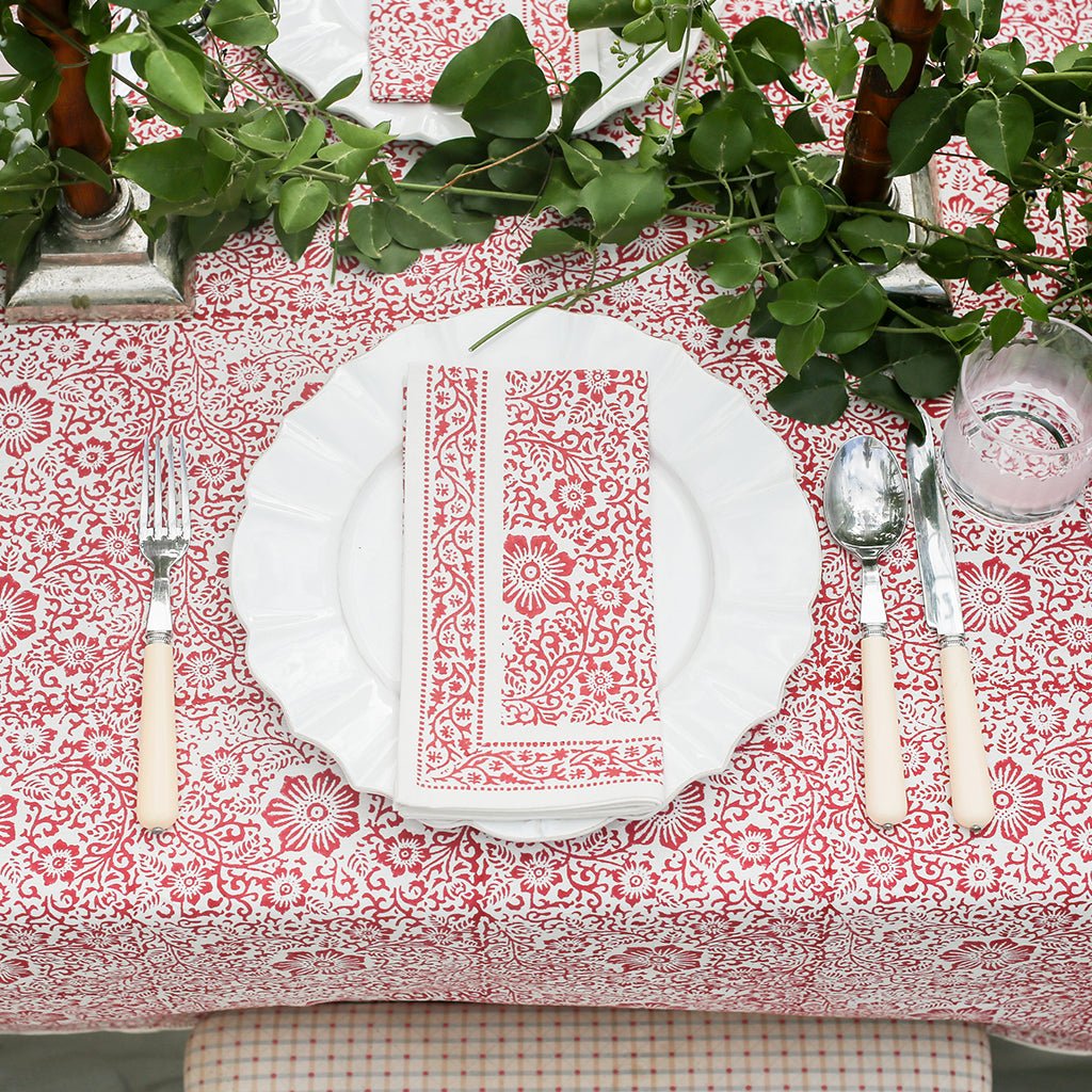 India Hicks Home Desert Rose Sundown Hibiscus Napkin | Set of 4 - Pomegranate