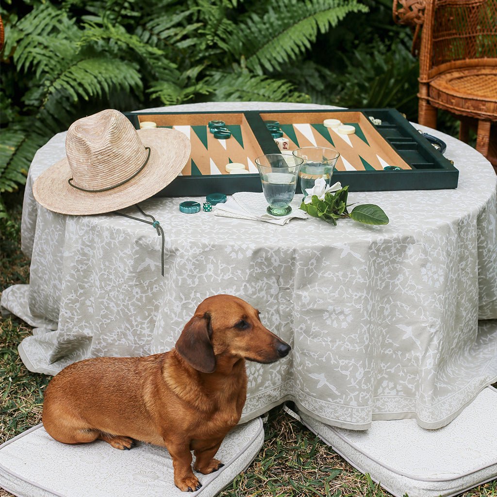 India Hicks Home Hummingbird Island Stone Tablecloth - Pomegranate