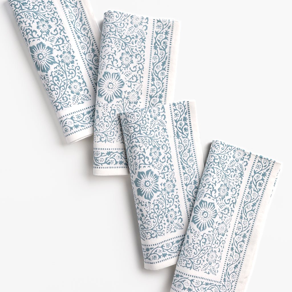 India Hicks Home Desert Rose Saltwater Blue Napkin | Set of 4 - Pomegranate