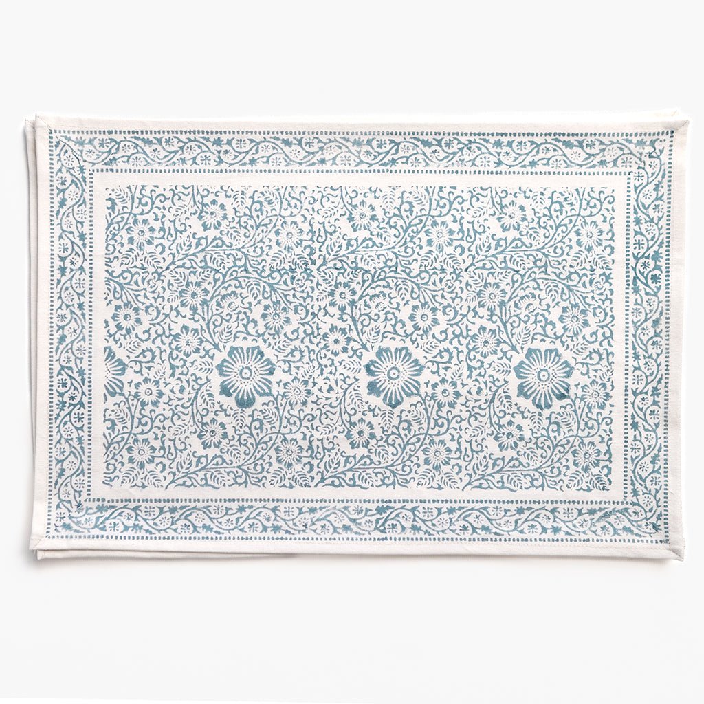 India Hicks Home Desert Rose Saltwater Blue Placemat | Set of 4 - Pomegranate