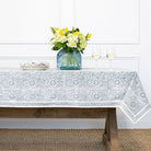 India Hicks Home Desert Rose Saltwater Blue Tablecloth - Pomegranate