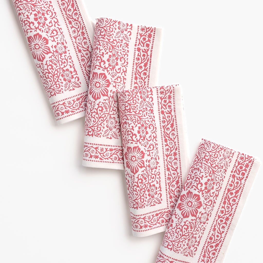 India Hicks Home Desert Rose Sundown Hibiscus Napkin | Set of 4 - Pomegranate