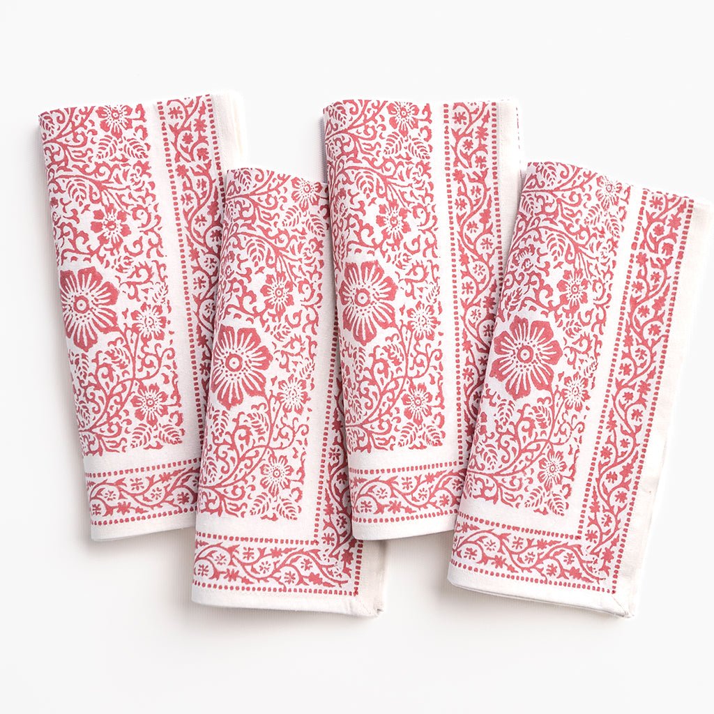 India Hicks Home Desert Rose Sundown Hibiscus Napkin | Set of 4 - Pomegranate