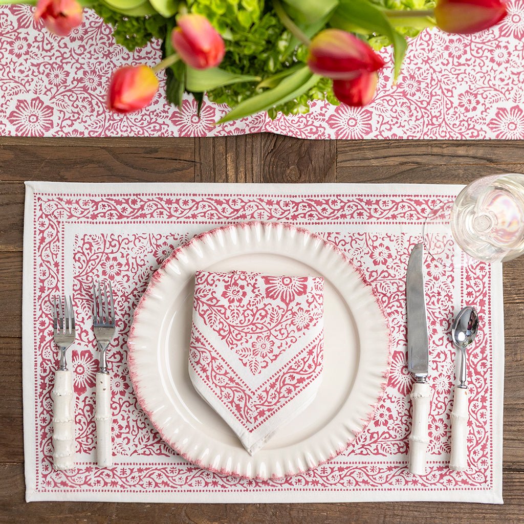 India Hicks Home Desert Rose Sundown Hibiscus Placemat | Set of 4 - Pomegranate