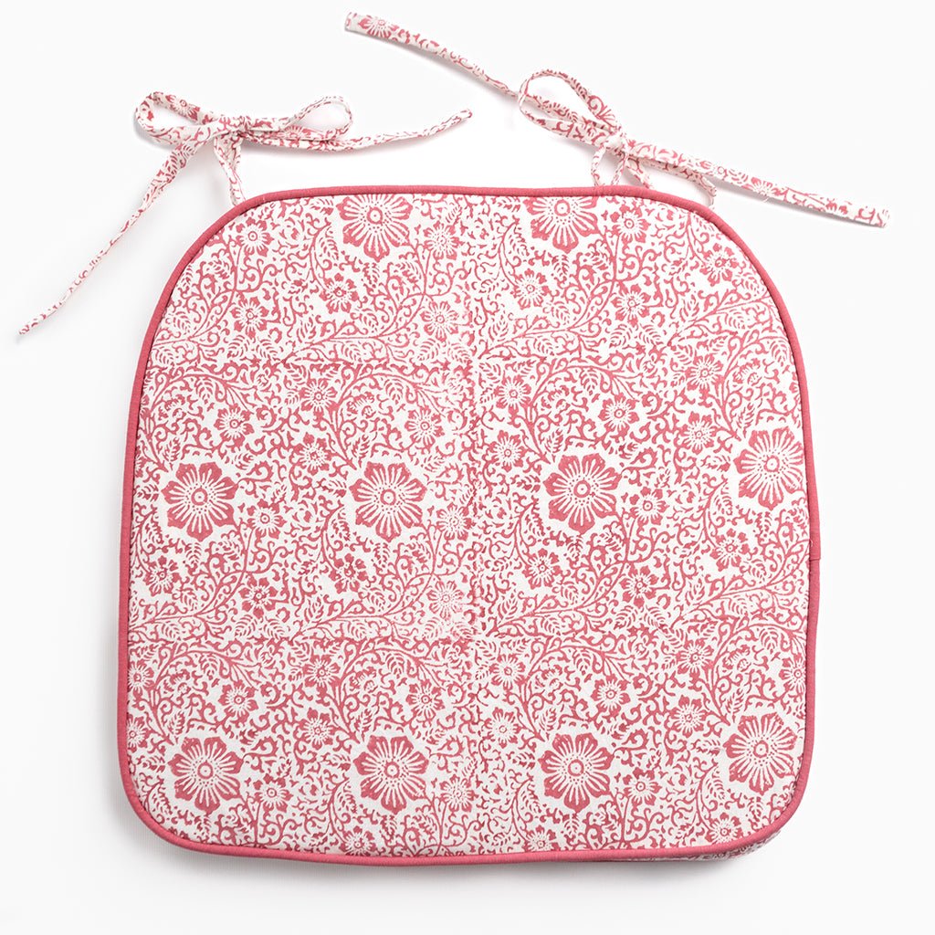 India Hicks Home Desert Rose Sundown Hibiscus Seat Cushion | Set of 2 - Pomegranate