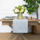 India Hicks Home Fire Bush Saltwater Blue Table Runner - Pomegranate