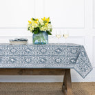 India Hicks Home Hummingbird Saltwater Blue Tablecloth - Pomegranate