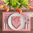 India Hicks Home Hummingbird Sundown Hibiscus Placemat | Set of 4 - Pomegranate