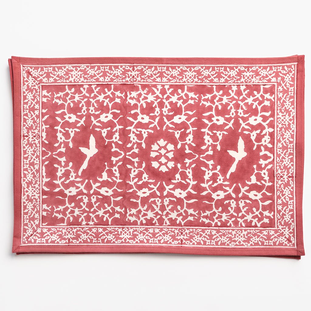 India Hicks Home Hummingbird Sundown Hibiscus Placemat | Set of 4 - Pomegranate