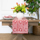 India Hicks Home Hummingbird Sundown Hibiscus Table Runner - Pomegranate