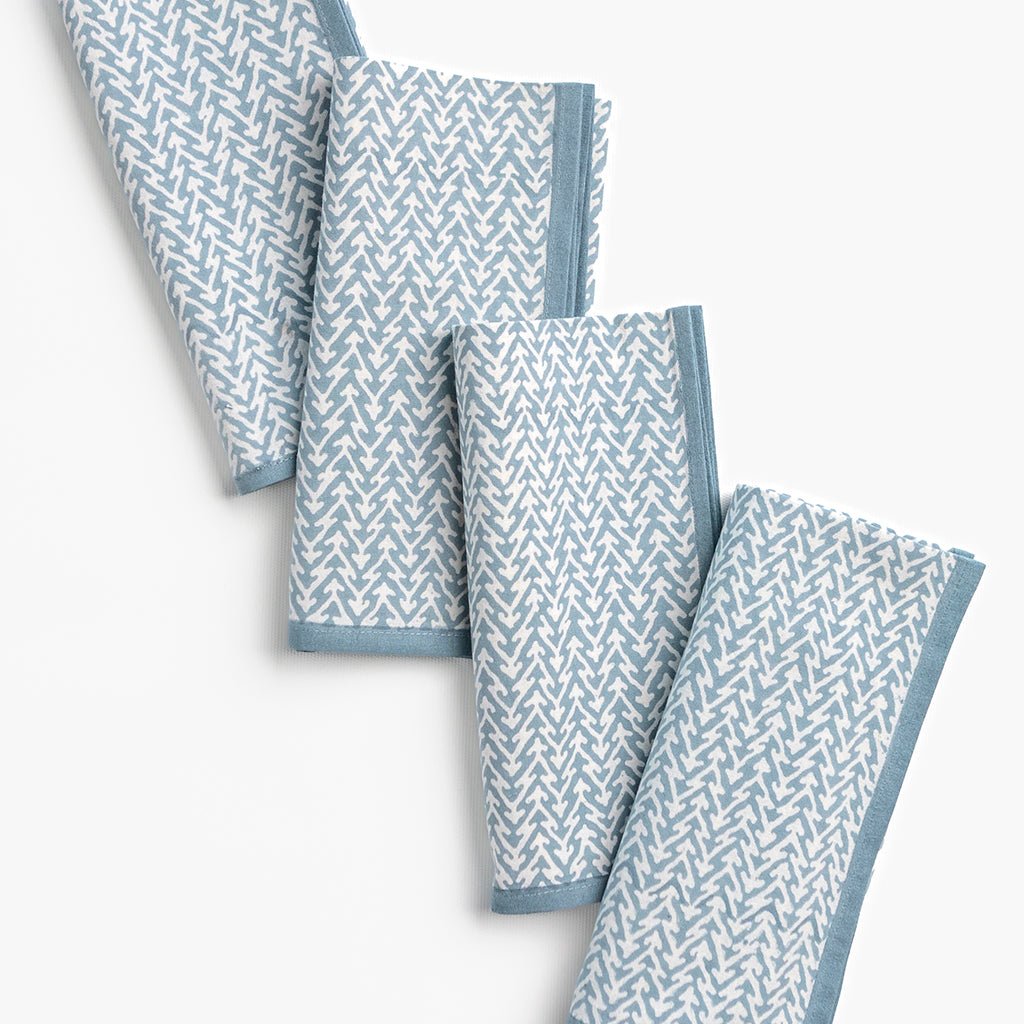 India Hicks Home Fire Bush Saltwater Blue Napkin | Set of 4 - Pomegranate