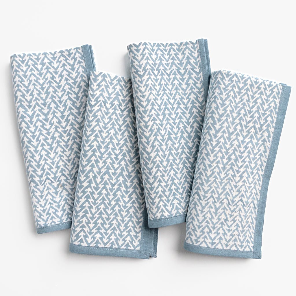 India Hicks Home Fire Bush Saltwater Blue Napkin | Set of 4 - Pomegranate