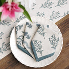 India Hicks Home x Pomegranate Thistle Dusty Sky Blue & White Hand Block Printed Napkins