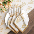 India Hicks Home x Pomegranate Thistle Sand Beige & White Hand Block Printed Cotton Napkins