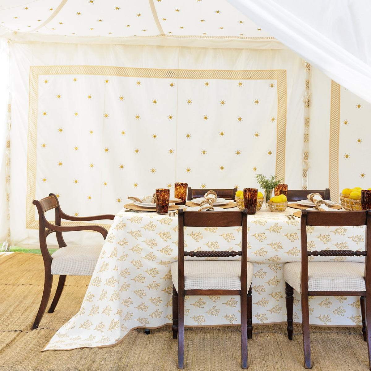 India Hicks Home Thistle Sand Tablecloth – Pomegranate