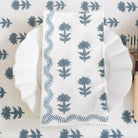 India Hicks Home x Pomegranate Winter Flower Dusty Sky Blue & White Hand Block Printed Cotton Napkins