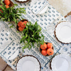 India Hicks Home x Pomegranate Climbing Nettle Dusty Sky Blue & White Table Runner