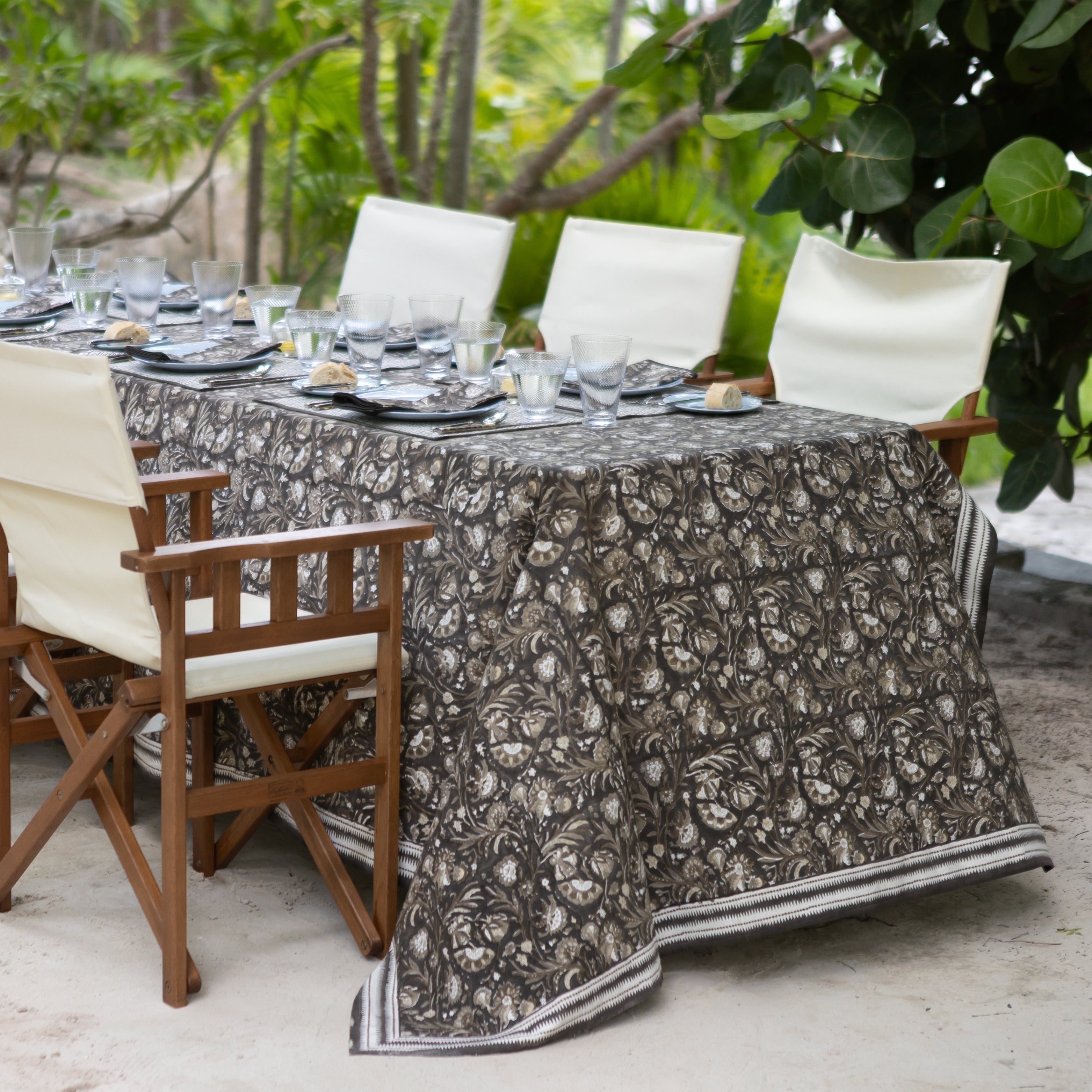 India Hicks Home Wildcard & Backgammon Chocolate Tablecloth