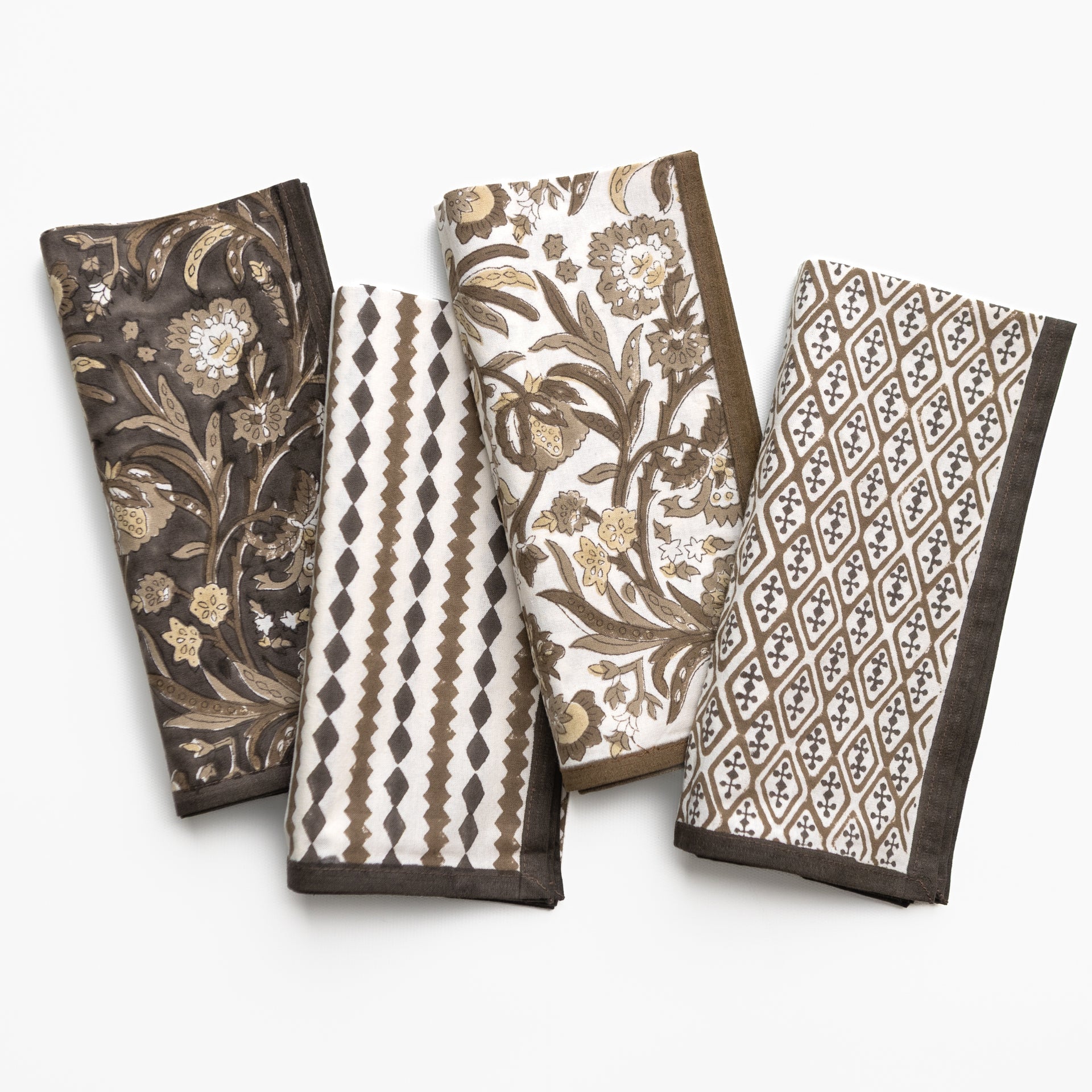 India Hicks Home Mocha & Chocolate Canasta Mixed Napkin | Set of 4