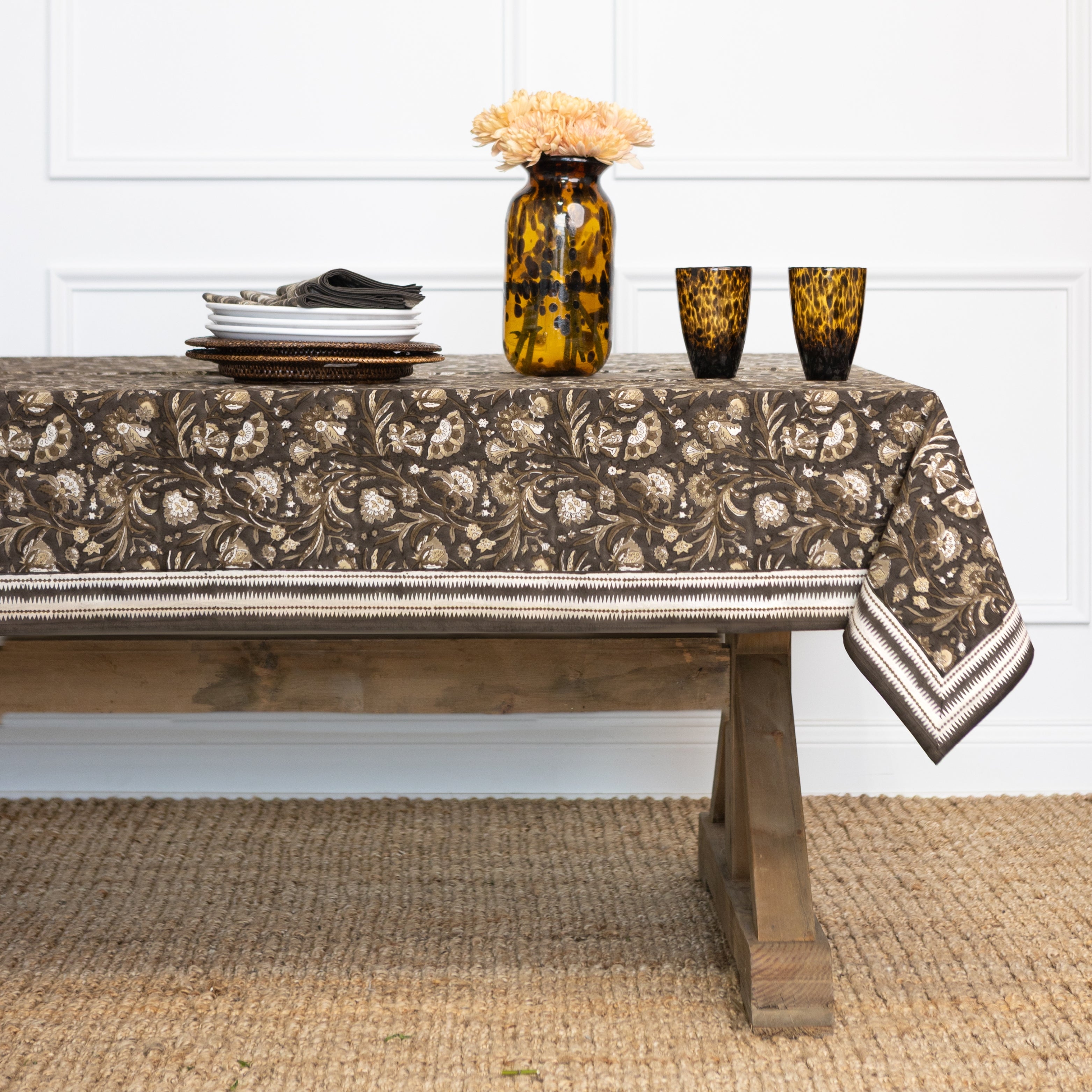 India Hicks Home Wildcard & Backgammon Chocolate Tablecloth