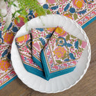 Hand block printed floral napkins