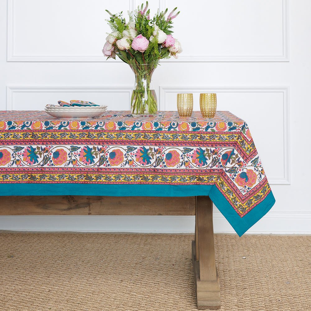 Jewel Blossom Tablecloth – Pomegranate