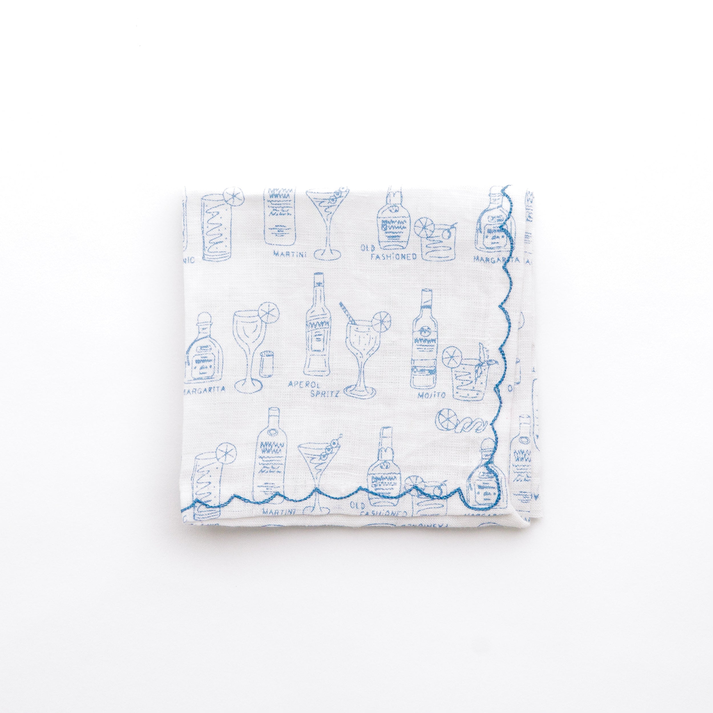 Mixed Drink Printed Linen Cocktail Napkins | Set of 6