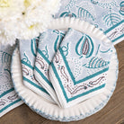 Paisley Vine Aqua Napkin | Set of 4 - Pomegranate