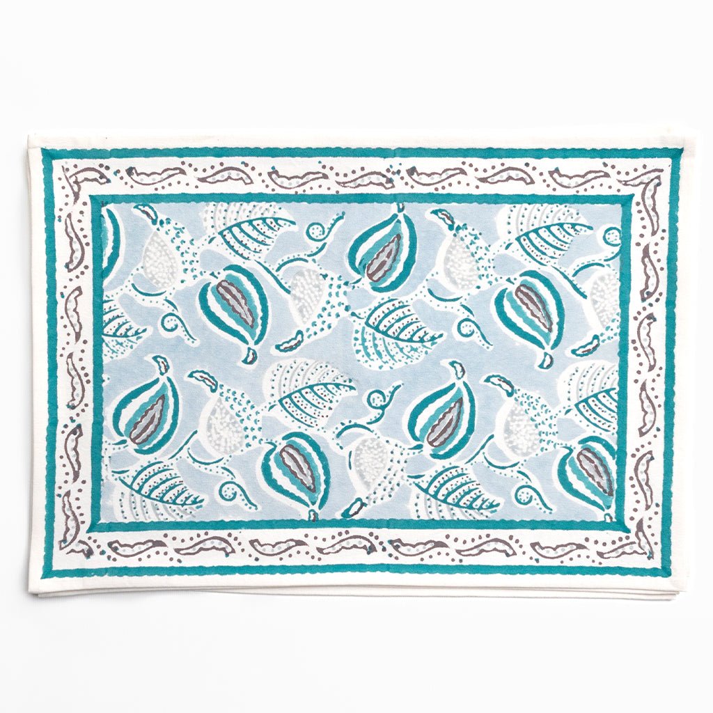 Paisley Vine Aqua Placemat | Set of 4 - Pomegranate