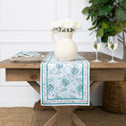 Paisley Vine Aqua Table Runner - Pomegranate