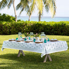 Paisley Vine Aqua Tablecloth - Pomegranate