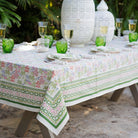 Palms & Pagodas Tablecloth - Pomegranate