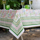 Palms & Pagodas Tablecloth - Pomegranate
