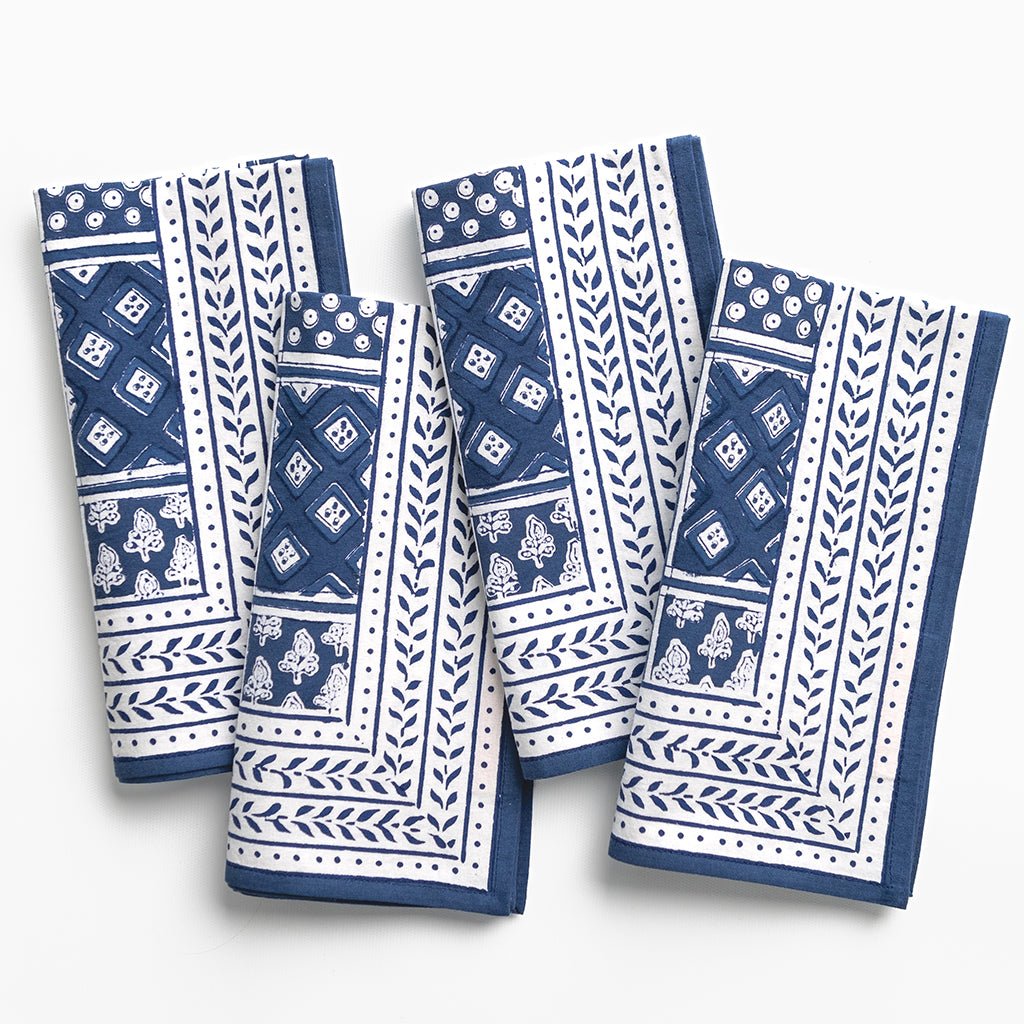 Pom Buti Patchwork Blue Napkin | Set of 4 - Pomegranate