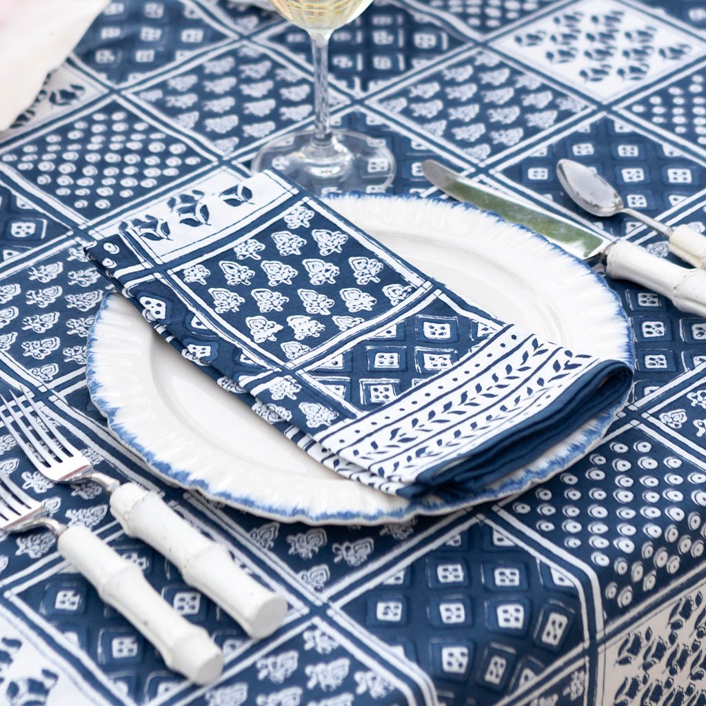 Pom Buti Patchwork Blue Napkin | Set of 4 - Pomegranate