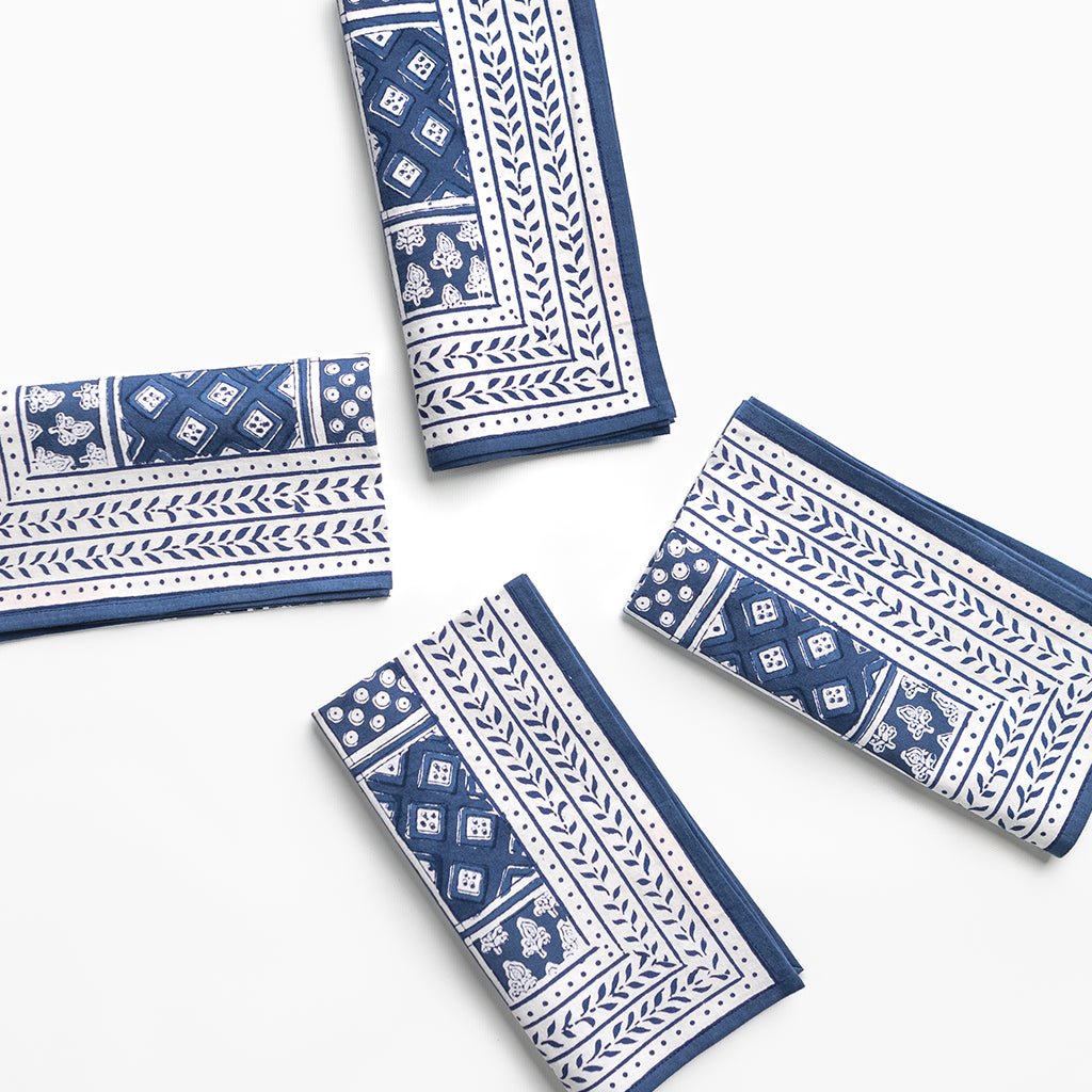 Pom Buti Patchwork Blue Napkin | Set of 4 - Pomegranate