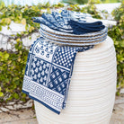 Pom Buti Patchwork Blue Tea Towels - Pomegranate