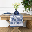 Pom Buti Patchwork Blue Table Runner - Pomegranate