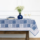 Pom Buti Patchwork Blue Tablecloth - Pomegranate