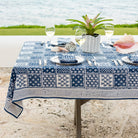 Pom Buti Patchwork Blue Tablecloth - Pomegranate