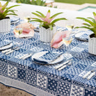 Pom Buti Patchwork Blue Tablecloth - Pomegranate
