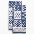 Pom Buti Patchwork Blue Tea Towels - Pomegranate
