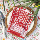 Pom Buti Patchwork Red Napkin | Set of 4 - Pomegranate