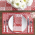 Pom Buti Patchwork Red Placemat | Set of 4 - Pomegranate