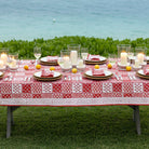 Pom Buti Patchwork Red Tablecloth - Pomegranate