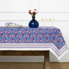 Pom Fan Flower Blue & Red Tablecloth - Pomegranate